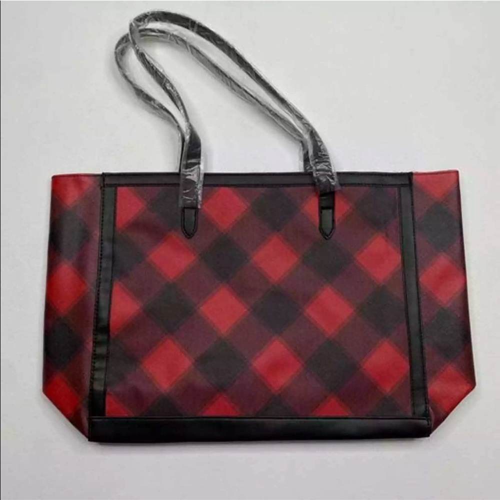 Victoria’s Secret Holiday 2021 Buffalo Plaid Tote / Carry All Bag NWT - Picture 6 of 8